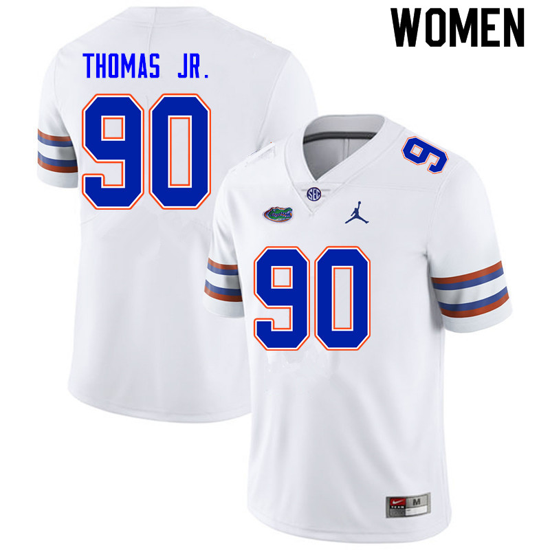 Women #90 Chris Thomas Jr. Florida Gators College Football Jerseys Sale-White - Click Image to Close